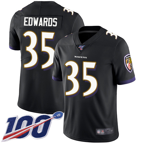 Baltimore Ravens Limited Black Men Gus Edwards Alternate Jersey NFL Football #35 100th Season Vapor Untouchable->women nfl jersey->Women Jersey